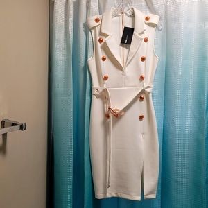 Dress with copper colored buttons